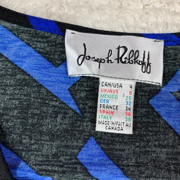 Vintage 80s Joseph Ribkoff asymmetrical stripe bodycon dress, size 4 - Picture 7 of 7